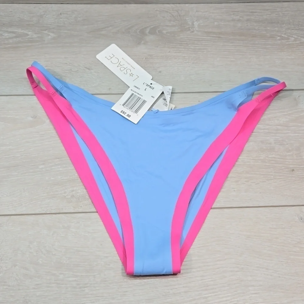 NWT L Space Women Anthropologie Billie Aura bubble gum Bottom Bitsy Swim sz L